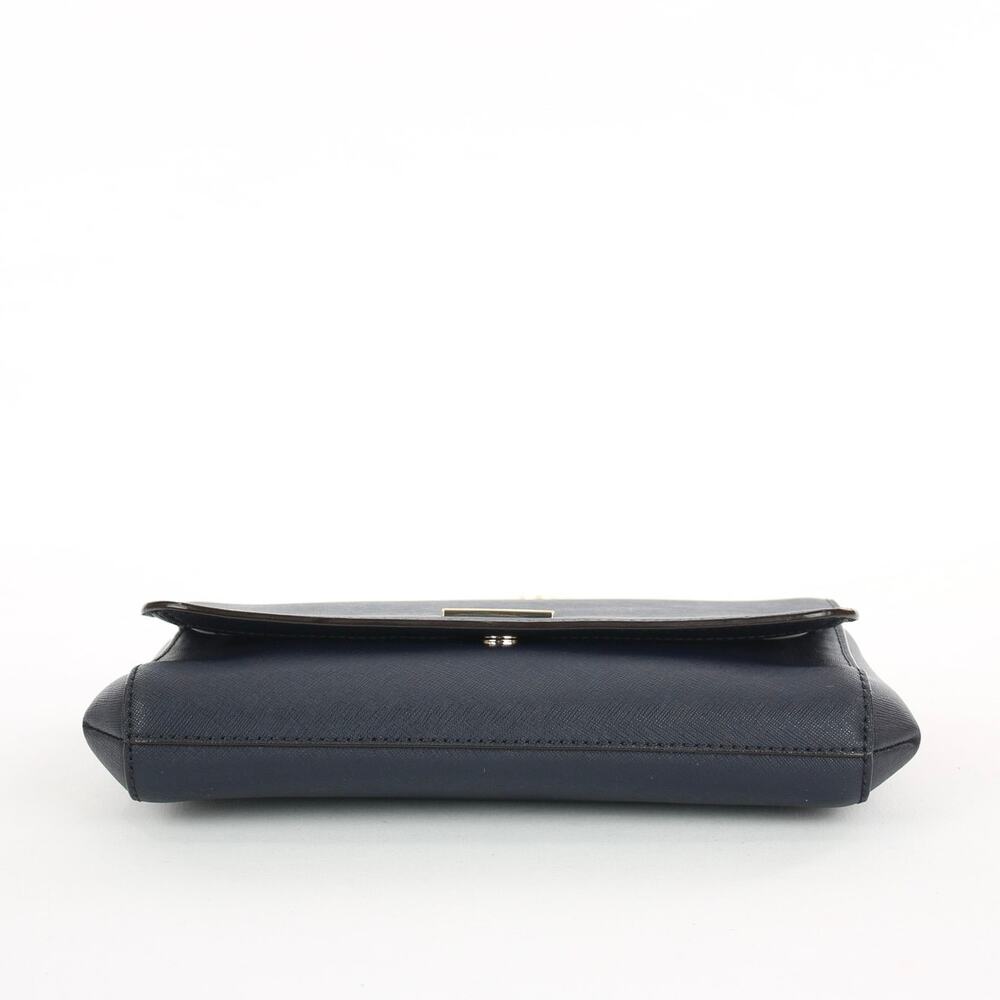 Kate Spade Leather Chain Shoulder Bag Navy Blue Flap Gold Chain Strap - Picture 5 of 8